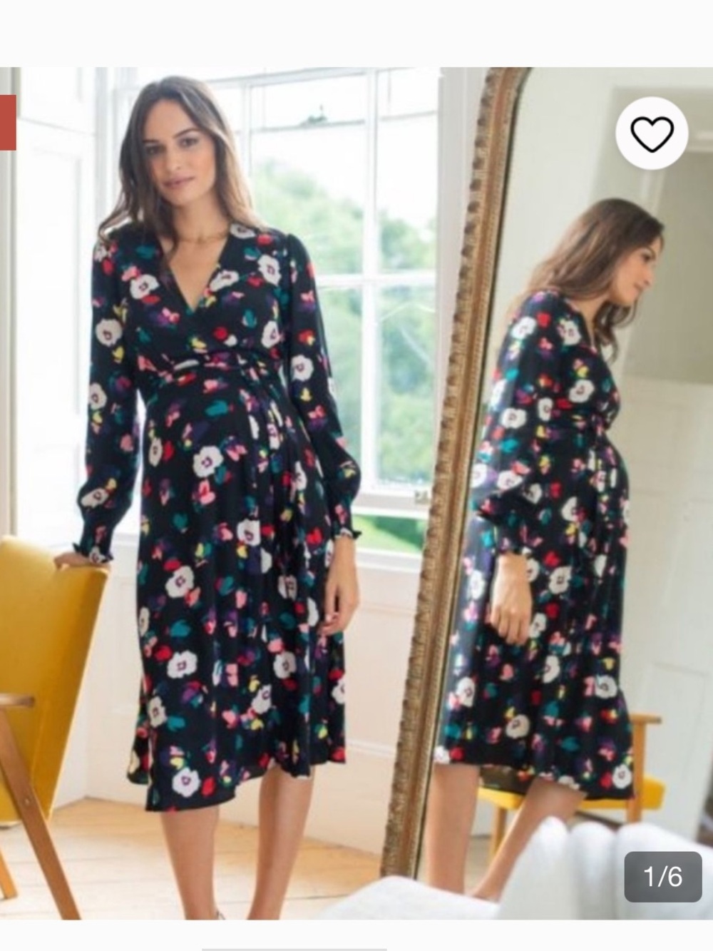 Seraphine Black Floral Maternity Midi Dress Size 8